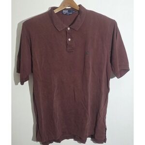Vintage Polo by Ralph Lauren Polo Shirt Mens XL Burgundy Short Sleeve Green Pony